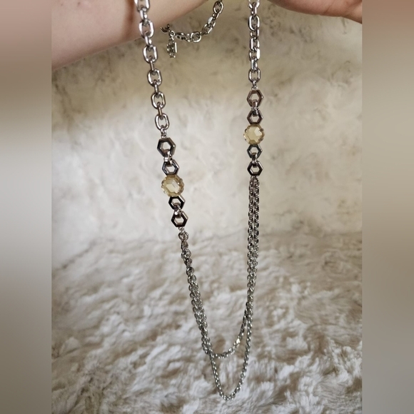 NWOT Ann Taylor Silver Jeweled Long Chain Necklace - Picture 8 of 11